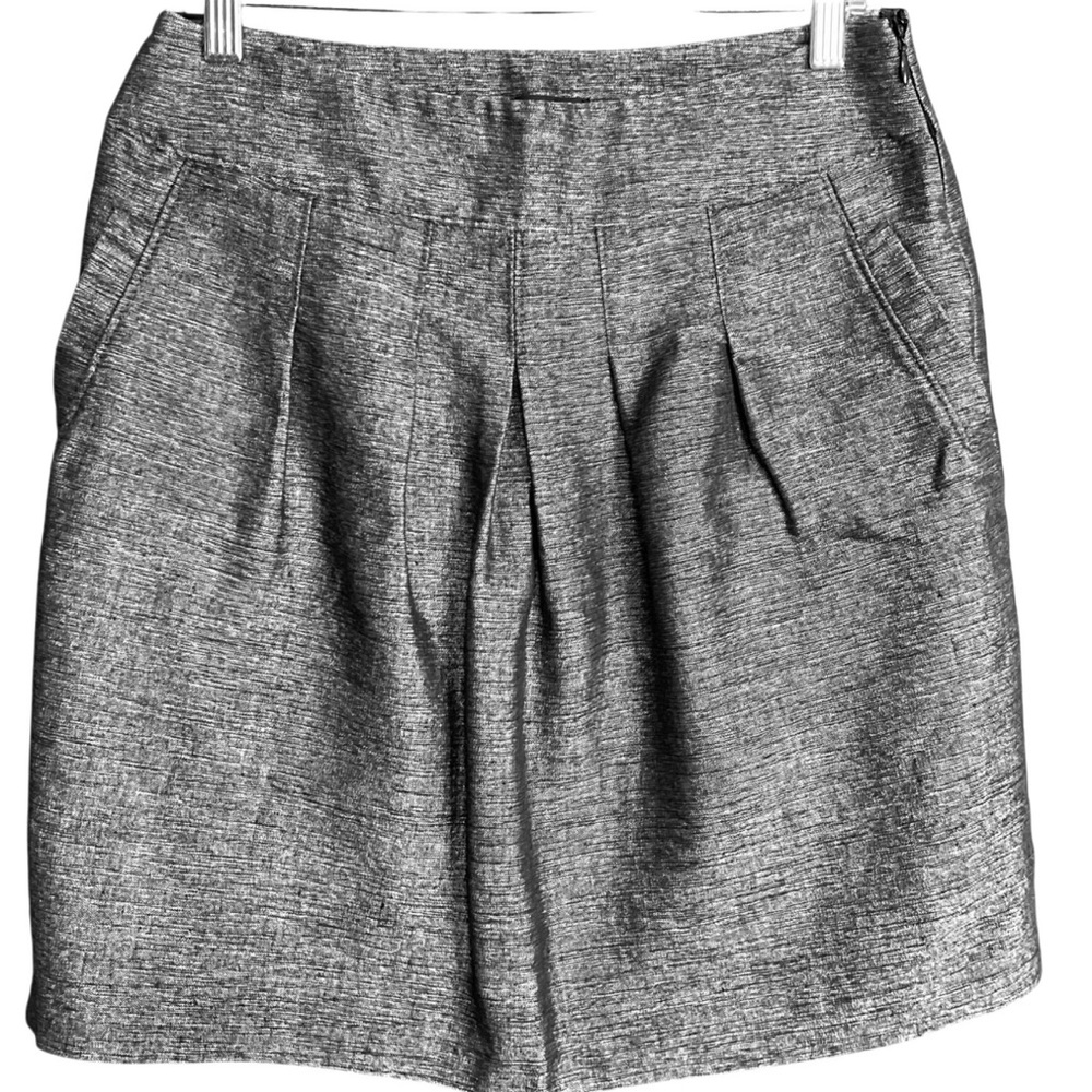 Ann Taylor Womens Size 4 Blue Linen Blend Pleated Skirt With Pockets